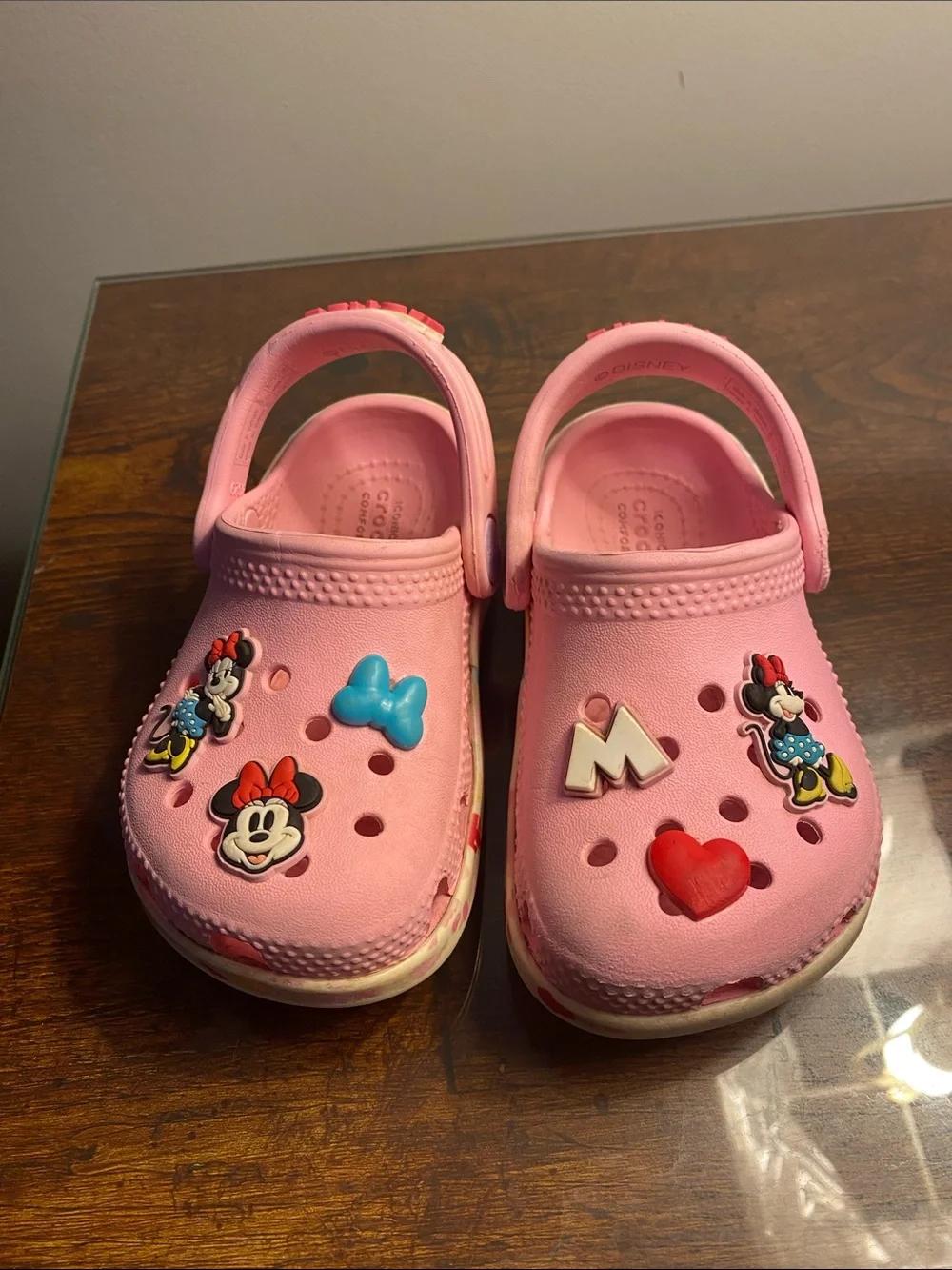 CROCS Pink Kids Slip-On Clogs with Minnie Mouse Charms